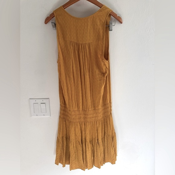 Ramy Brook Golden Yellow Textured Perry Mini Blouson Sleeveless Dress‎ Sz L - Picture 4 of 7